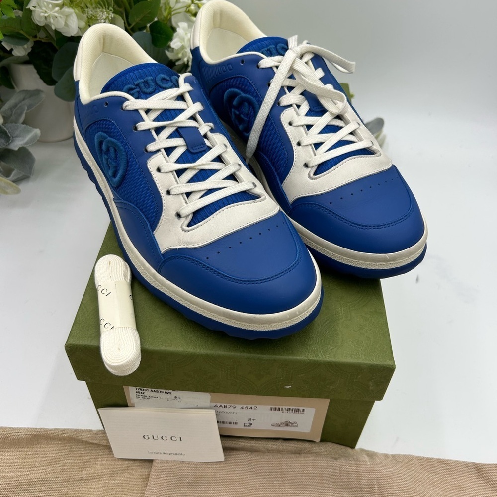 Men's Gucci Mac 80 low top sneakers size 8.5 fits 9.5 US made in Italy